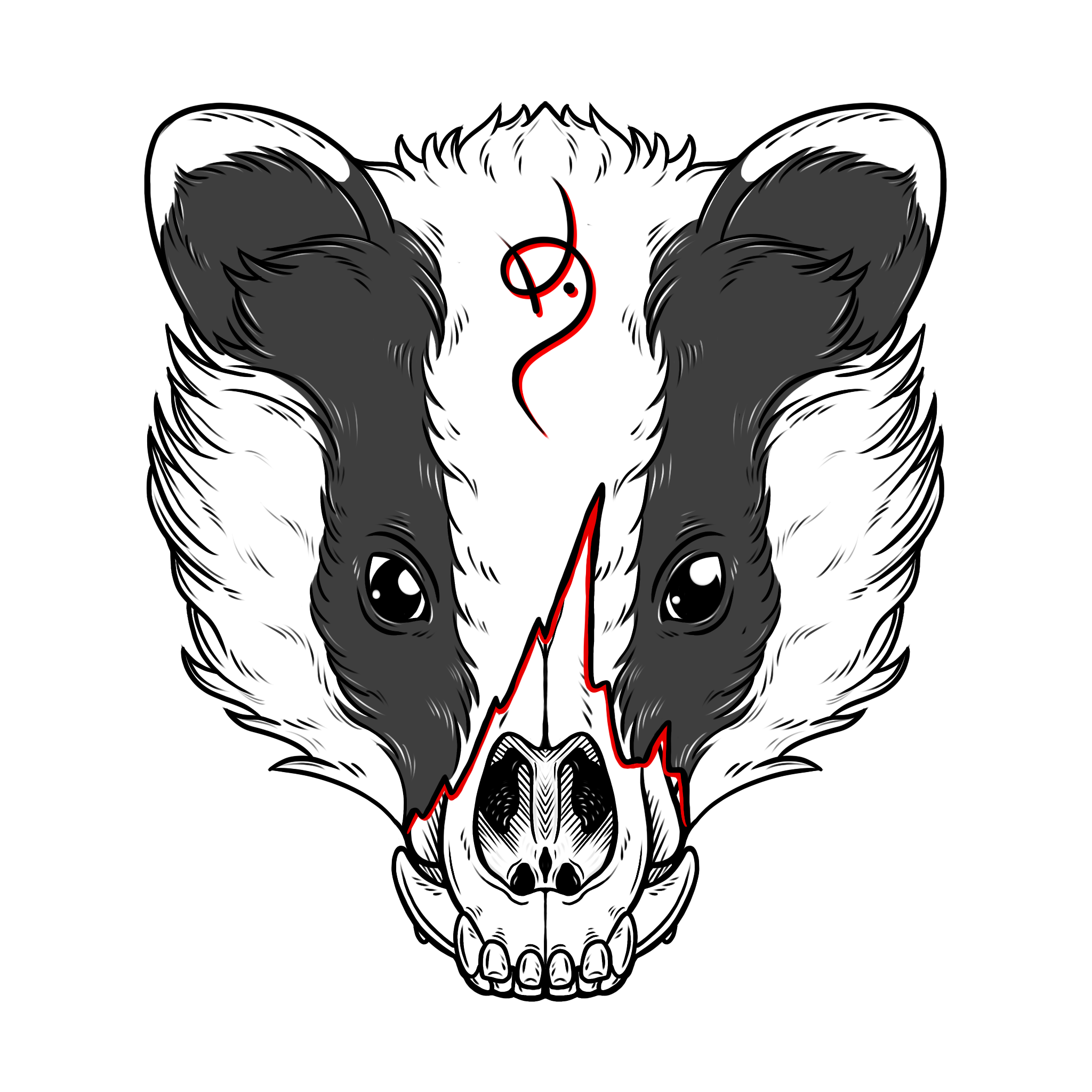 The site logo, an under badger head with visible bone showing through the muzzle